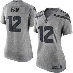 Cheap 12th Fan Seahawks Women Jersey From China Gridiron Gray #12