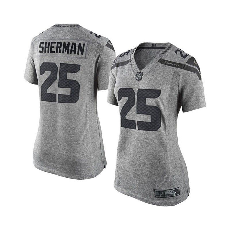 Cheap Richard Sherman Seahawks Women Jersey From China Gridiron Gray #25