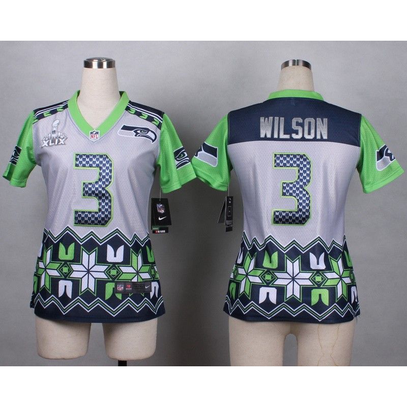 Cheap Russell Wilson Seahawks XLIX Women Jersey From China Noble Fashion #3