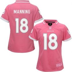 Cheap Peyton Manning Broncos Women Jersey From China Pink Bubble Gum #18
