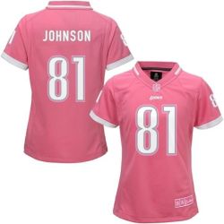 Cheap Calvin Johnson Lions Women Jersey From China Pink Bubble Gum #81