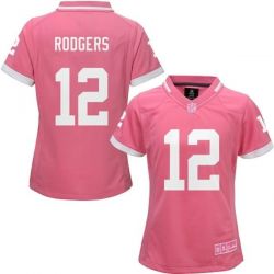 Cheap Aaron Rodgers Packers Women Jersey From China Pink Bubble Gum #12