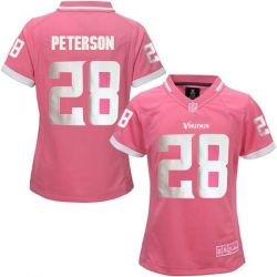 Cheap Adrian Peterson Vikings Women Jersey From China Pink Bubble Gum #28