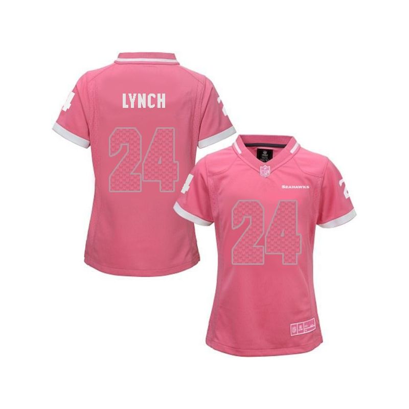 Cheap Marshawn Lynch Seahawks Women Jersey From China Pink Bubble Gum #24