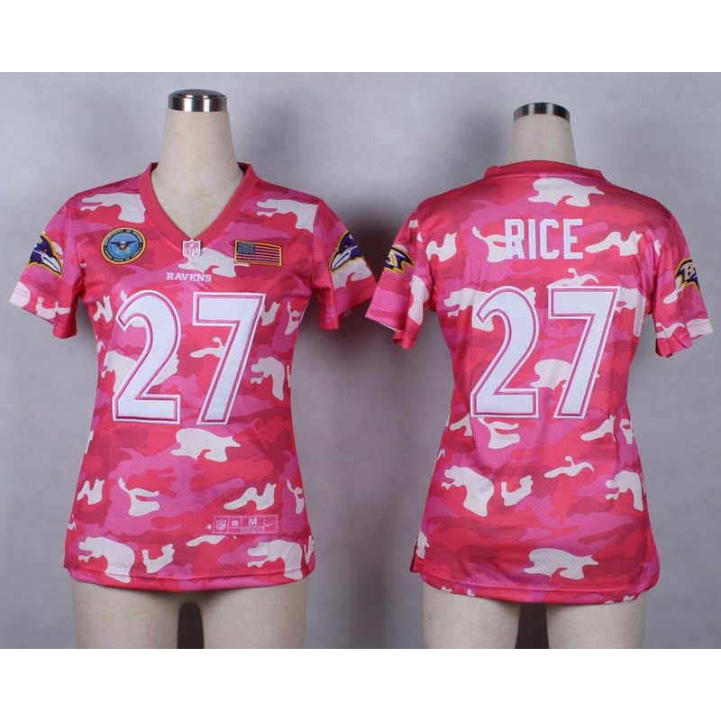 Cheap Ray Rice Ravens Women Jersey From China Pink Camo #27