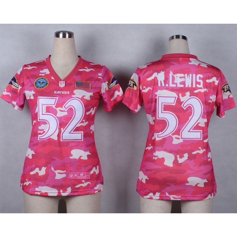 Cheap Ray Lewis Ravens Women Jersey From China Pink Camo #52