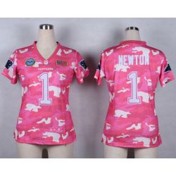 Cheap Cam Newton Panthers Women Jersey From China Pink Camo #1