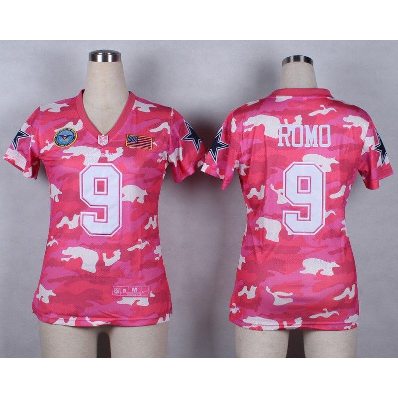 Cheap Tony Romo Cowboys Women Jersey From China Pink Camo #9