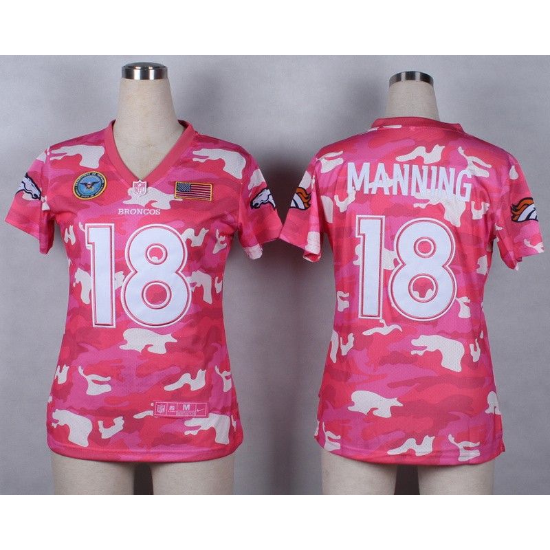 Cheap Peyton Manning Broncos Women Jersey From China Pink Camo #18