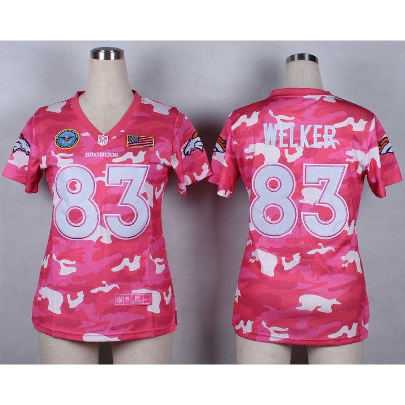 Cheap Wes Welker Broncos Women Jersey From China Pink Camo #83