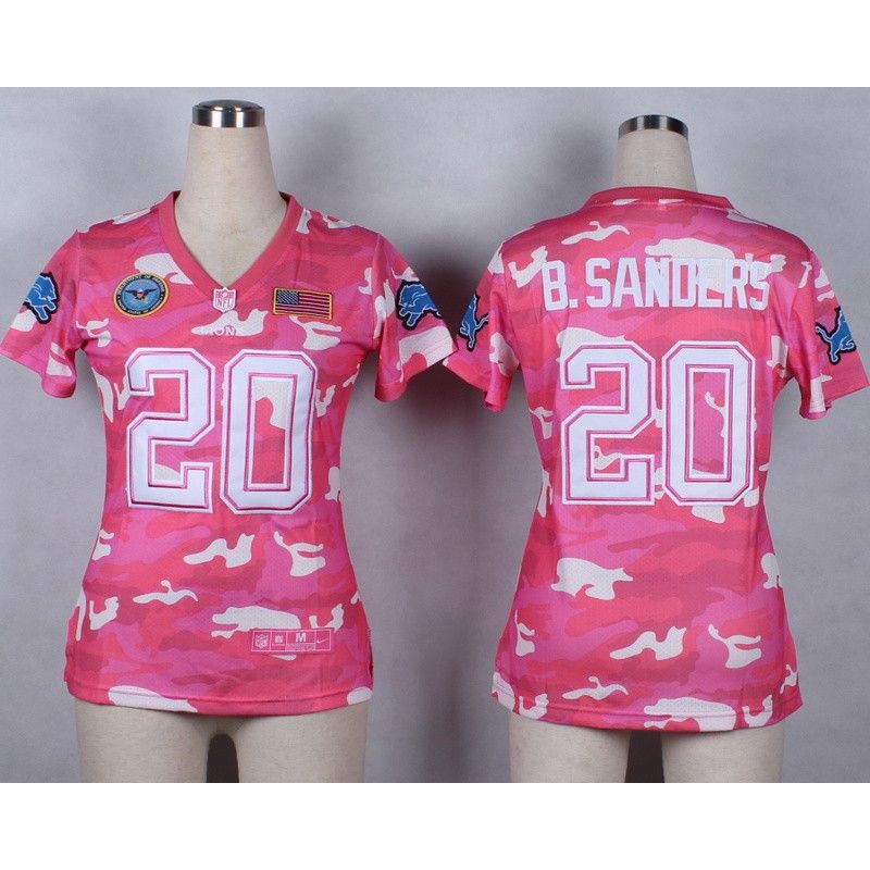 Cheap Barry Sanders Lions Women Jersey From China Pink Camo #20