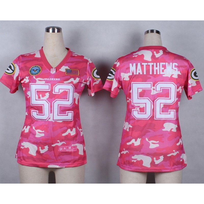 Cheap Clay Matthews Packers Women Jersey From China Pink Camo #52