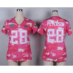 Cheap Adrian Peterson Vikings Women Jersey From China Pink Camo #28