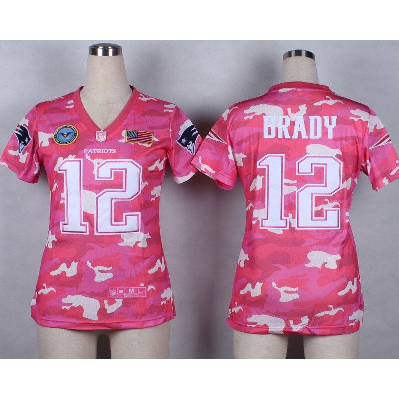 Cheap Tom Brady Patriots Women Jersey From China Pink Camo #12
