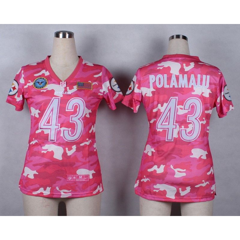 Cheap Troy Polamalu Steelers Women Jersey From China Pink Camo #43