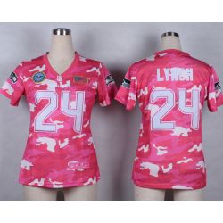 Cheap Marshawn Lynch Seahawks Women Jersey From China Pink Camo #24