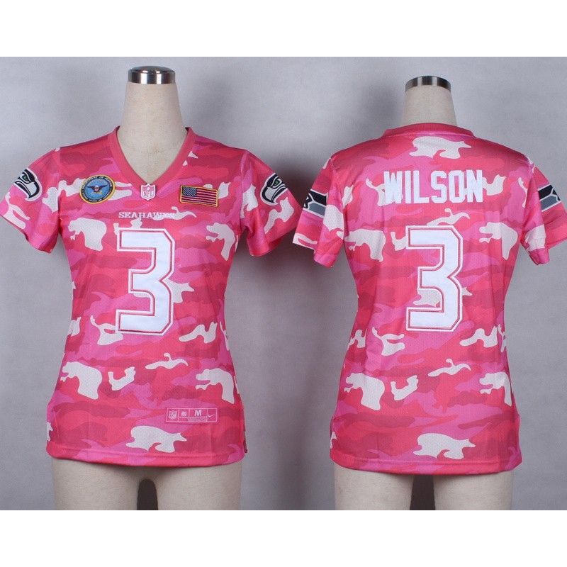 Cheap Russell Wilson Seahawks Women Jersey From China Pink Camo #3