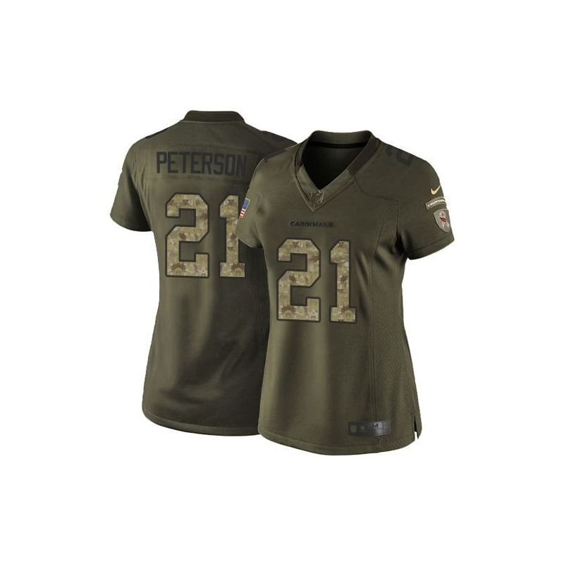Cheap Patrick Peterson Cardinals Women Jersey From China Olive Salute To Service #21