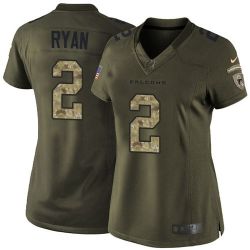 Cheap Matt Ryan Falcons Women Jersey From China Olive Salute To Service #2