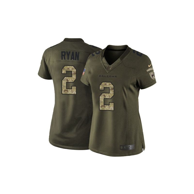 Cheap Matt Ryan Falcons Women Jersey From China Olive Salute To Service #2