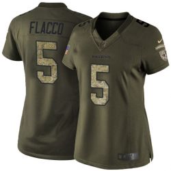 Cheap Joe Flacco Ravens Women Jersey From China Olive Salute To Service #5