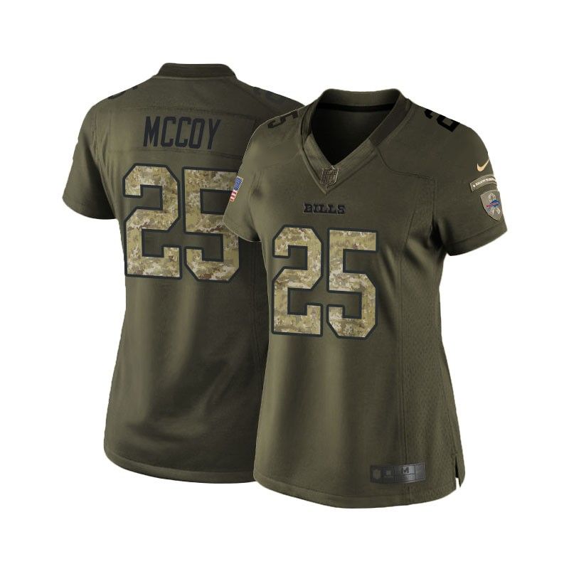 Cheap LeSean McCoy Bills Women Jersey From China Olive Salute To Service #25