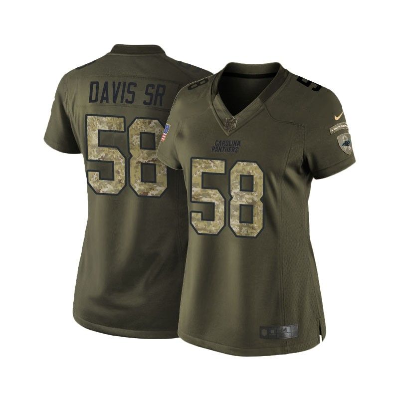 Cheap Thomas Davis Sr Panthers Women Jersey From China Olive Salute To Service #58