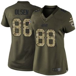Cheap Greg Olsen Panthers Women Jersey From China Olive Salute To Service #88