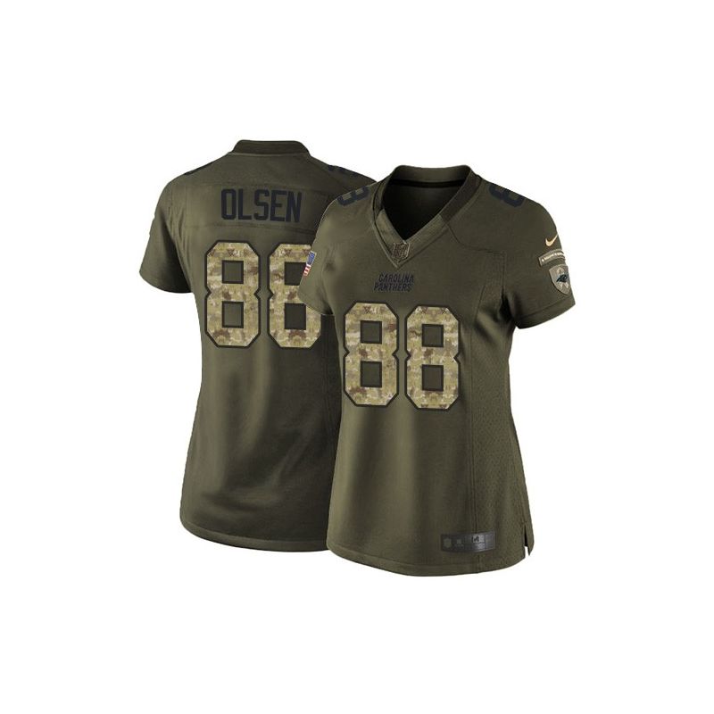 Cheap Greg Olsen Panthers Women Jersey From China Olive Salute To Service #88