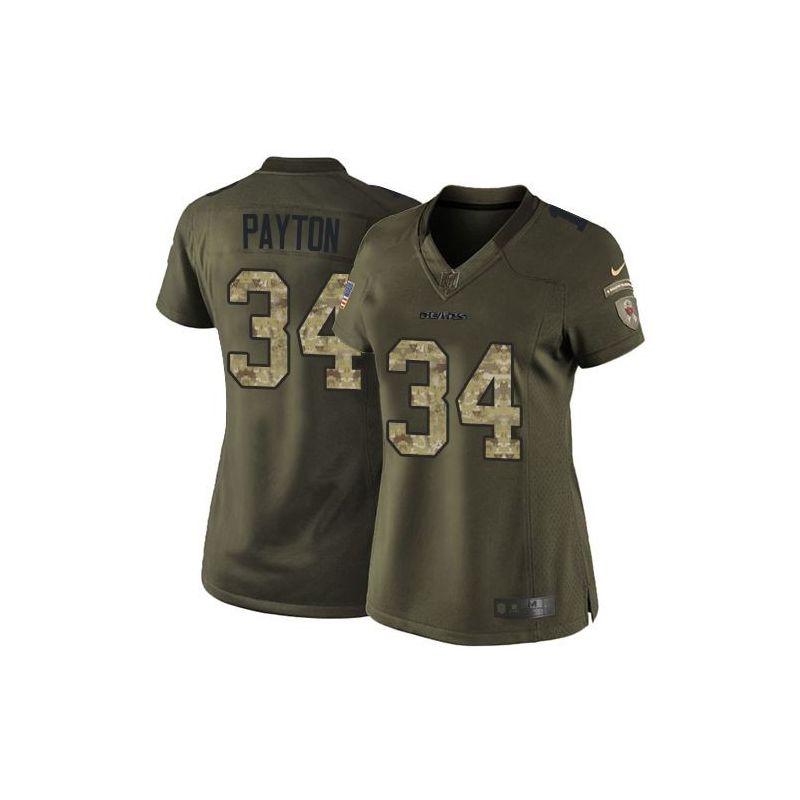 Cheap Walter Payton Bears Women Jersey From China Olive Salute To Service #34