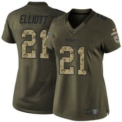 Cheap Ezekiel Elliott Cowboys Women Jersey From China Olive Salute To Service #21