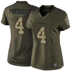 Cheap Dak Prescott Cowboys Women Jersey From China Olive Salute To Service #4