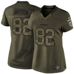 Cheap Jason Witten Cowboys Women Jersey From China Olive Salute To Service #82