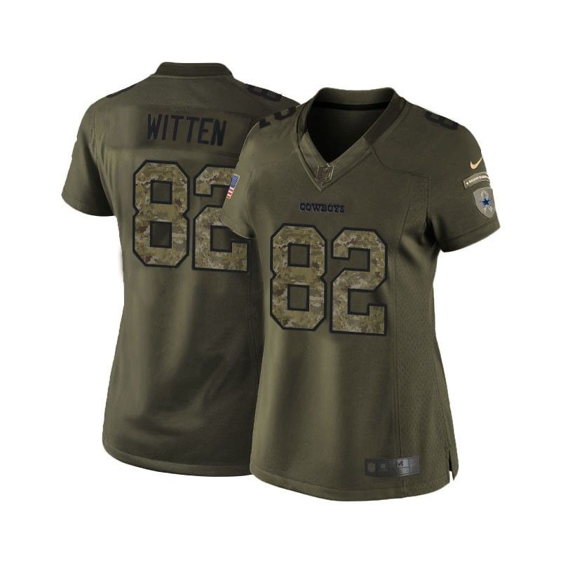 Cheap Jason Witten Cowboys Women Jersey From China Olive Salute To Service #82