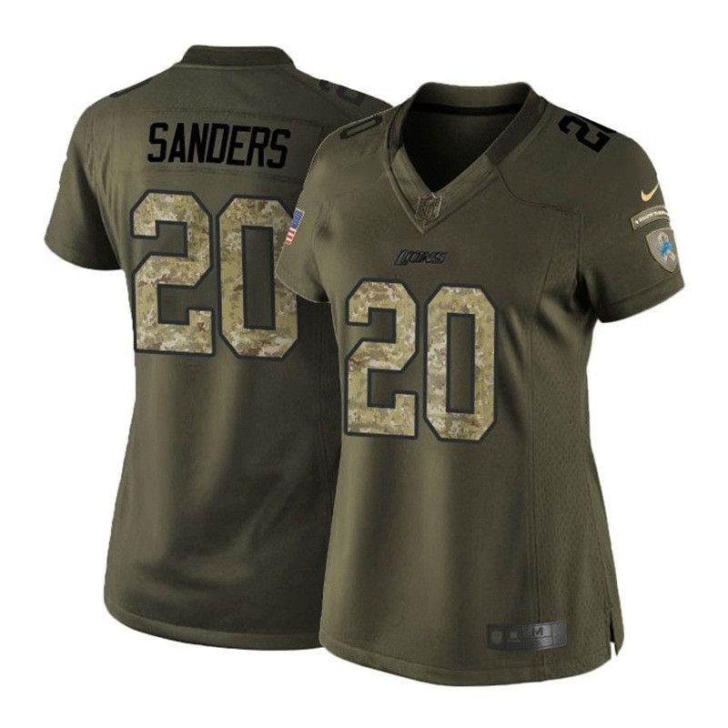 Cheap Barry Sanders Lions Women Jersey From China Olive Salute To Service #20