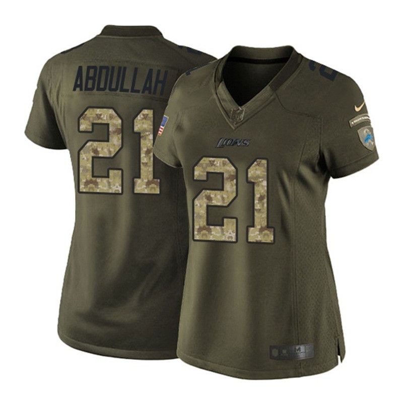 Cheap Ameer Abdullah Lions Women Jersey From China Olive Salute To Service #21