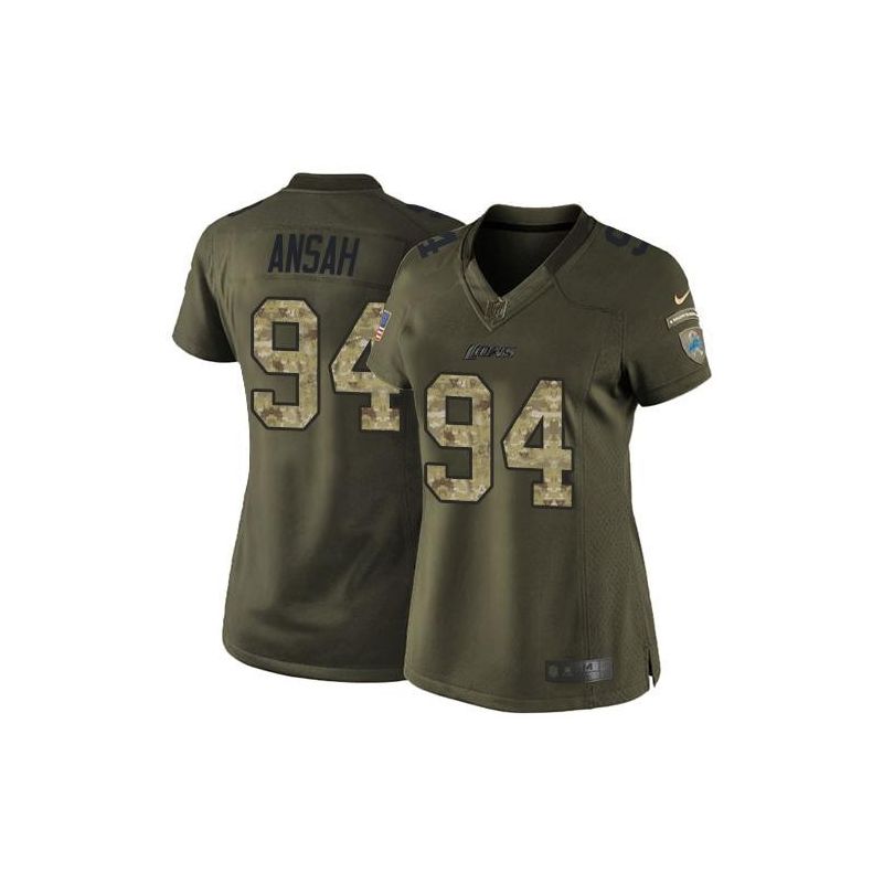 Cheap Ziggy Ansah Lions Women Jersey From China Olive Salute To Service #94