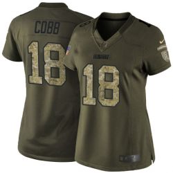 Cheap Randall Cobb Packers Women Jersey From China Olive Salute To Service #18