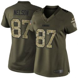 Cheap Jordy Nelson Packers Women Jersey From China Olive Salute To Service #87