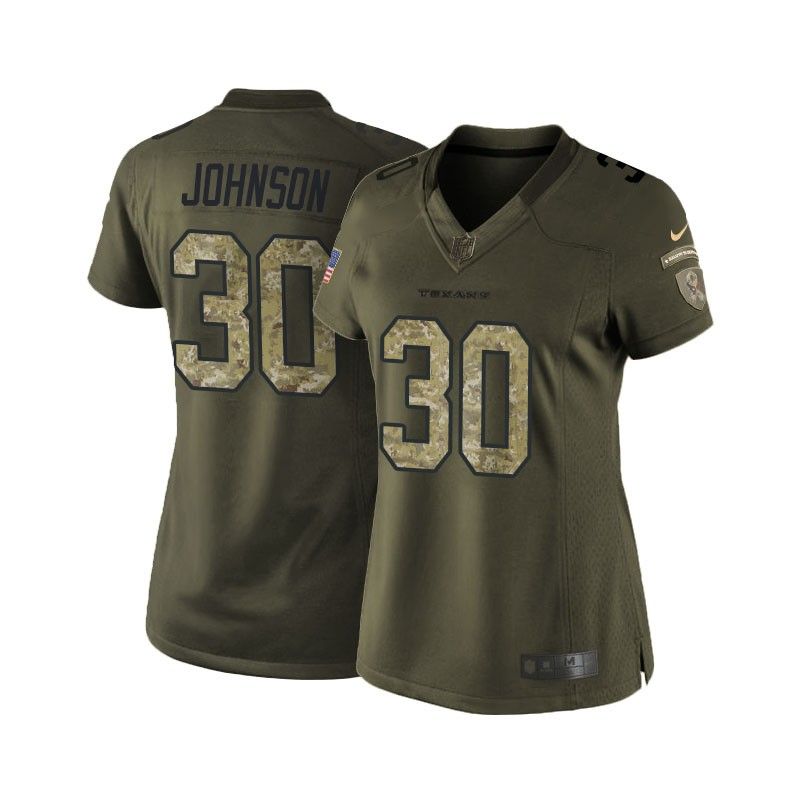 Cheap Kevin Johnson Texans Women Jersey From China Olive Salute To Service #30