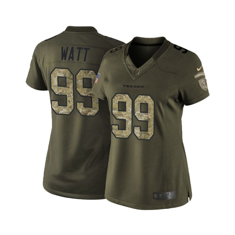 Cheap JJ Watt Texans Women Jersey From China Olive Salute To Service #99