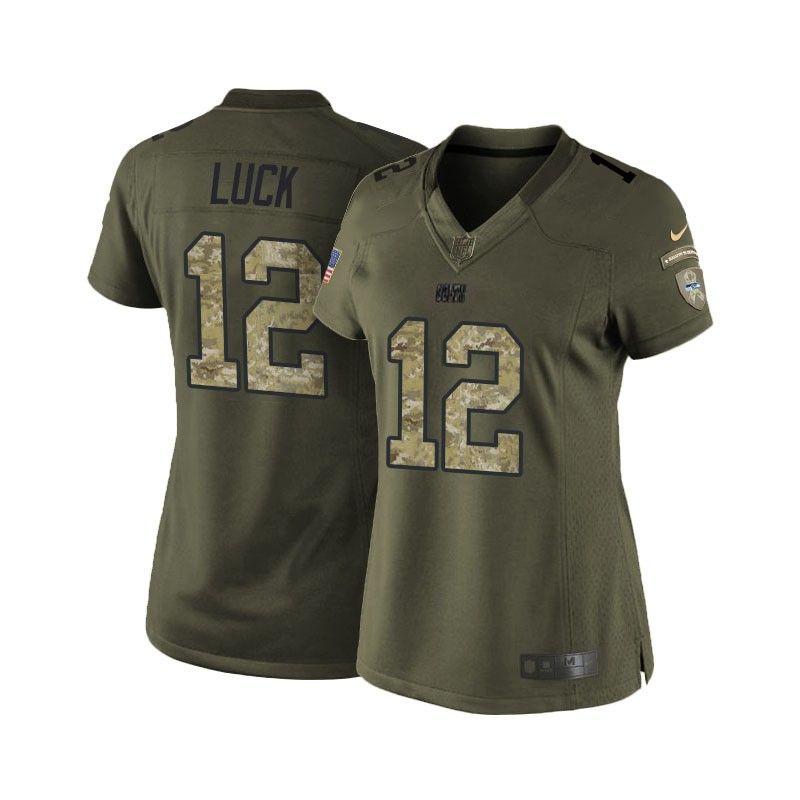 Cheap Andrew Luck Colts Women Jersey From China Olive Salute To Service #12