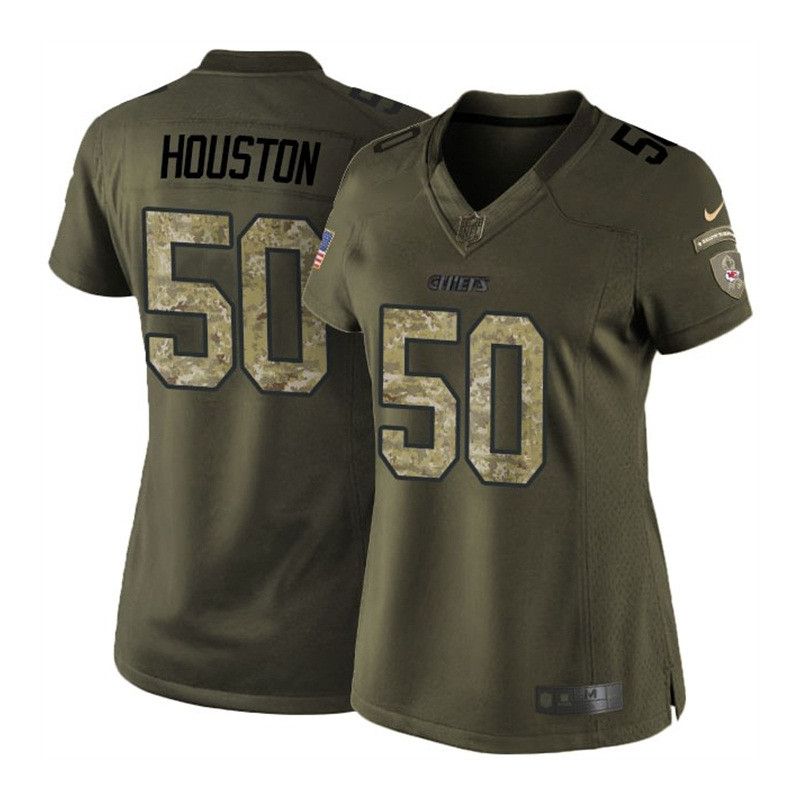 Cheap Justin Houston Chiefs Women Jersey From China Olive Salute To Service #50