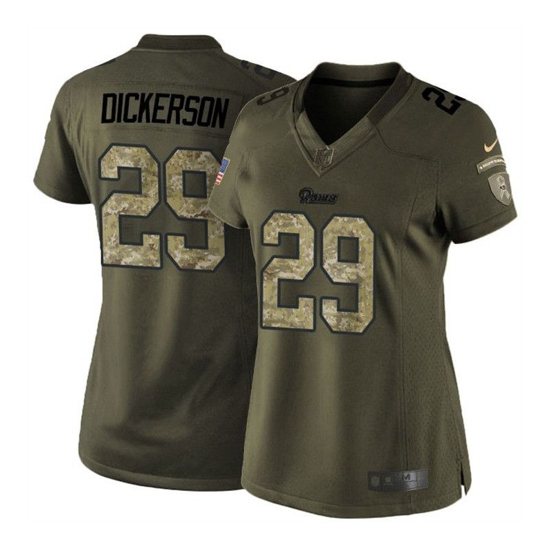 Cheap Eric Dickerson Rams Women Jersey From China Olive Salute To Service #29