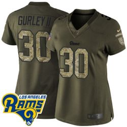 Cheap Todd Gurley II Rams Women Jersey From China Olive Salute To Service #30