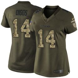 Cheap Stefon Diggs Vikings Women Jersey From China Olive Salute To Service #14