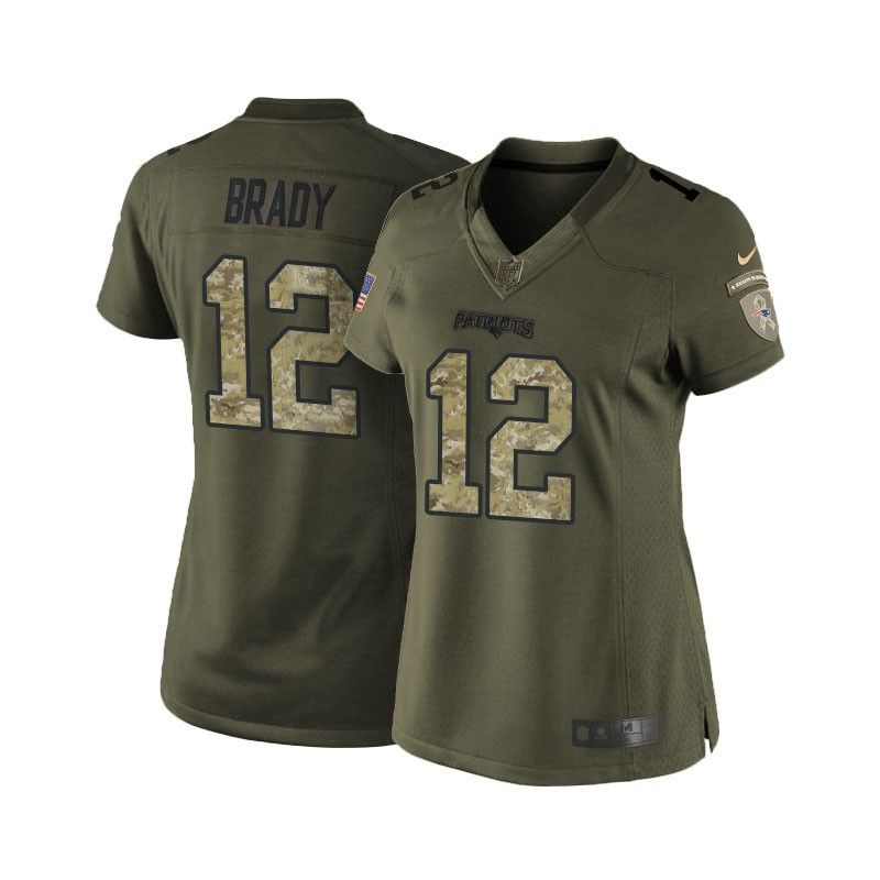 Cheap Tom Brady Patriots Women Jersey From China Olive Salute To Service #12