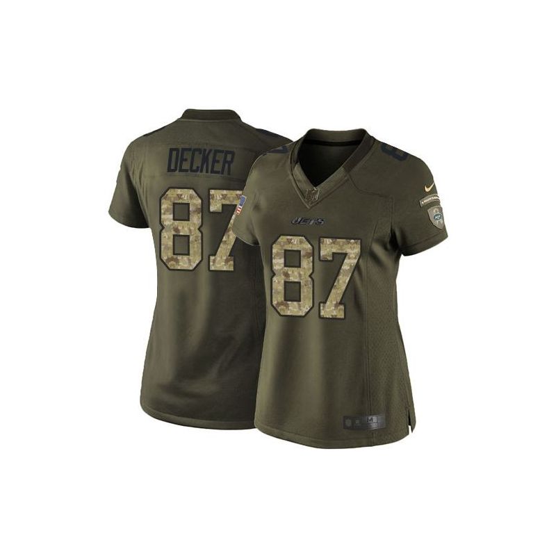 Cheap Eric Decker Jets Women Jersey From China Olive Salute To Service #87