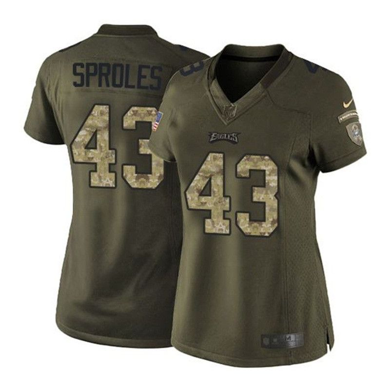 Cheap Darren Sproles Eagles Women Jersey From China Olive Salute To Service #43