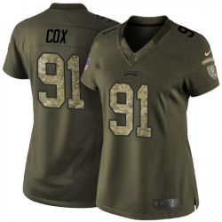 Cheap Fletcher Cox Eagles Women Jersey From China Olive Salute To Service #91